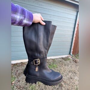 Coach James Knee High Black Leather Boots - NWOT
